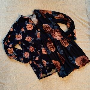 Lot of 2 floral long sleeve tops